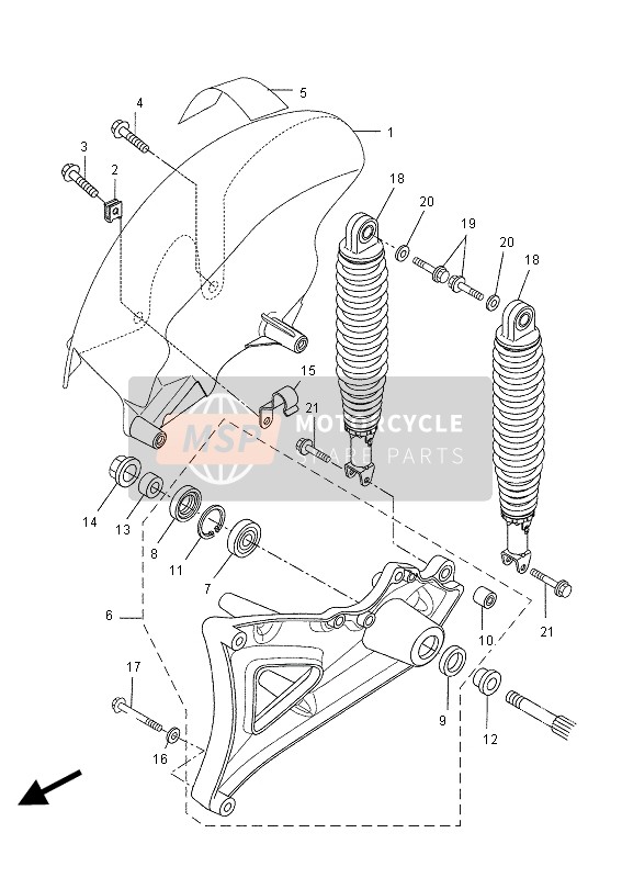 Yamaha VP250 X-CITY 2012 SCHWINGE HINTEN & AUFHÄNGUNG für ein 2012 Yamaha VP250 X-CITY